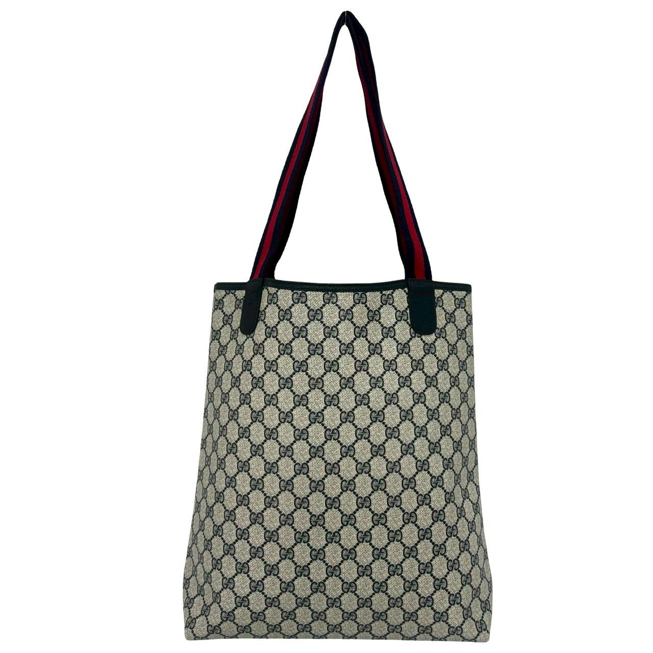 Gucci Vintage Sherry Line GG Logo Leather Tote Navy — view 3
