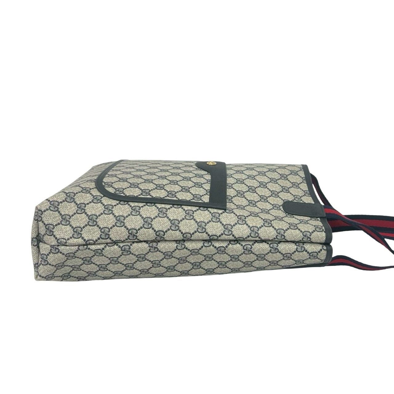 Gucci Vintage Sherry Line GG Logo Leather Tote Navy — view 6