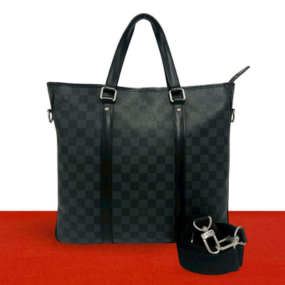 Louis Vuitton Tadao Damier Graphite Leather 2-Way Mini Tote Shoulder Bag Black