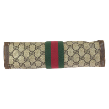 Gucci Vintage Sherry Line Beige Brown GG Supreme Canvas Clutch — view 9