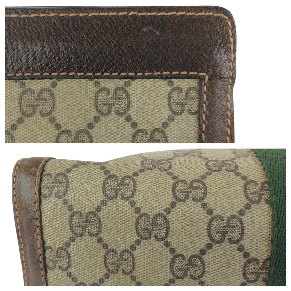 Gucci Vintage Sherry Line Beige Brown GG Supreme Canvas Clutch — view 6