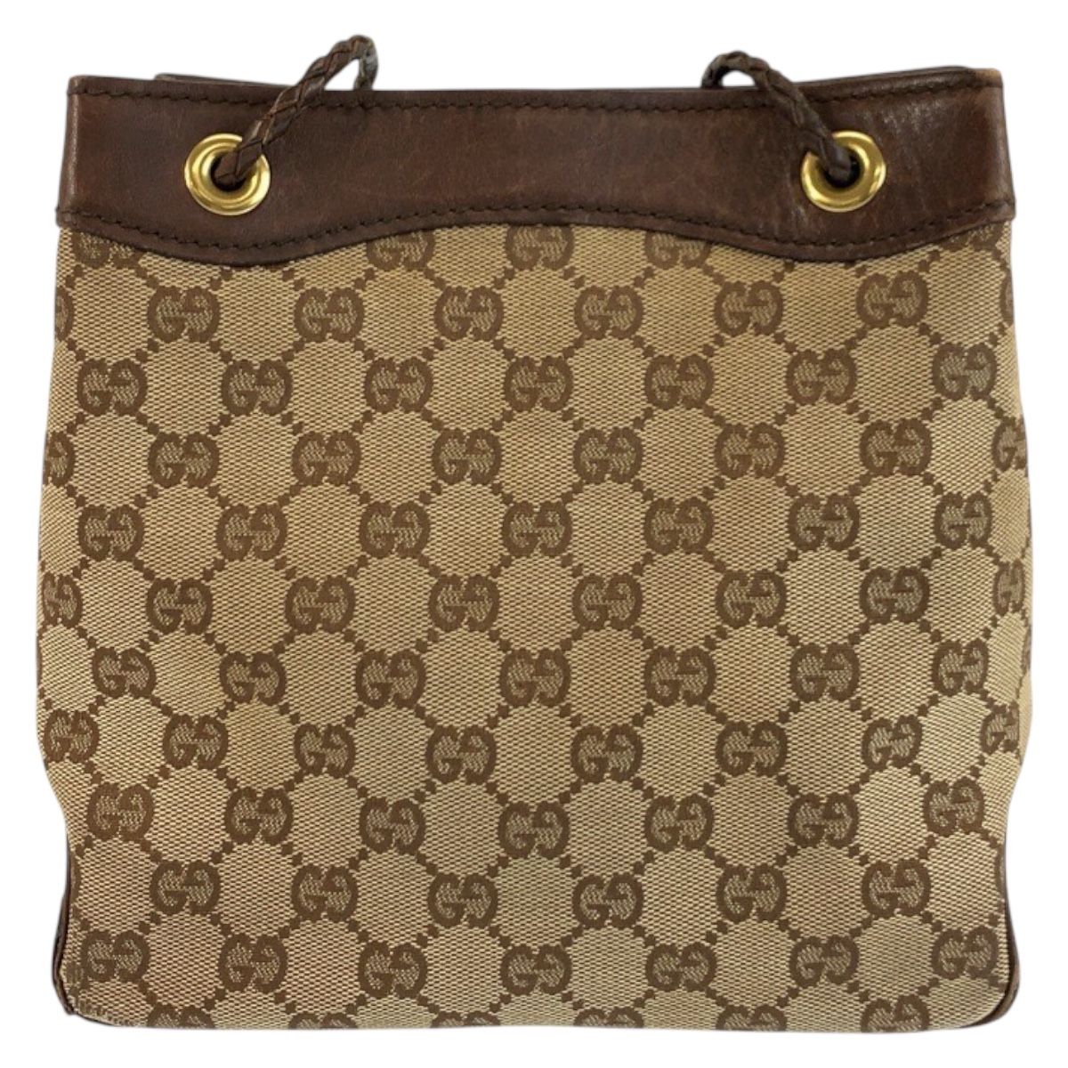Gucci Brown Beige Gold GG Canvas Leather Shoulder — view 2