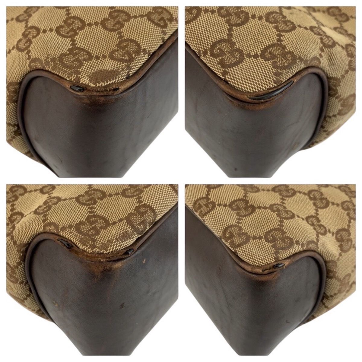 Gucci Brown Beige Gold GG Canvas Leather Shoulder — view 4