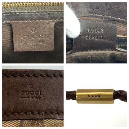 Gucci Brown Beige Gold GG Canvas Leather Shoulder — view 3