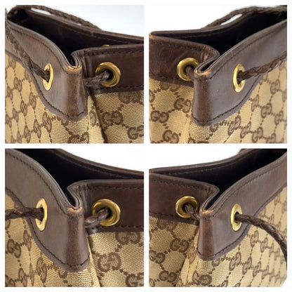 Gucci Brown Beige Gold GG Canvas Leather Shoulder — view 5
