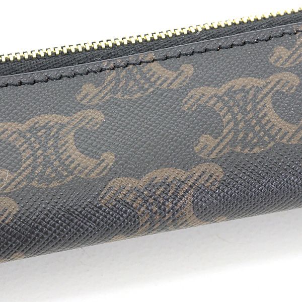 Celine Pencil Case Triomphe Canvas Black Tan Slim Stationary — view 4