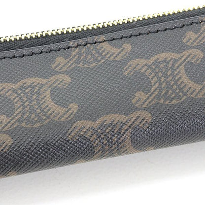 Celine Pencil Case Triomphe Canvas Black Tan Slim Stationary — view 4