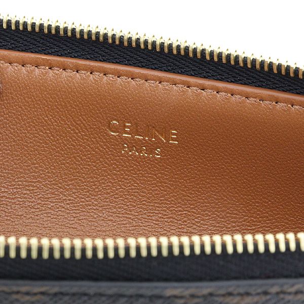 Celine Pencil Case Triomphe Canvas Black Tan Slim Stationary — view 5