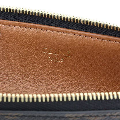 Celine Pencil Case Triomphe Canvas Black Tan Slim Stationary — view 5