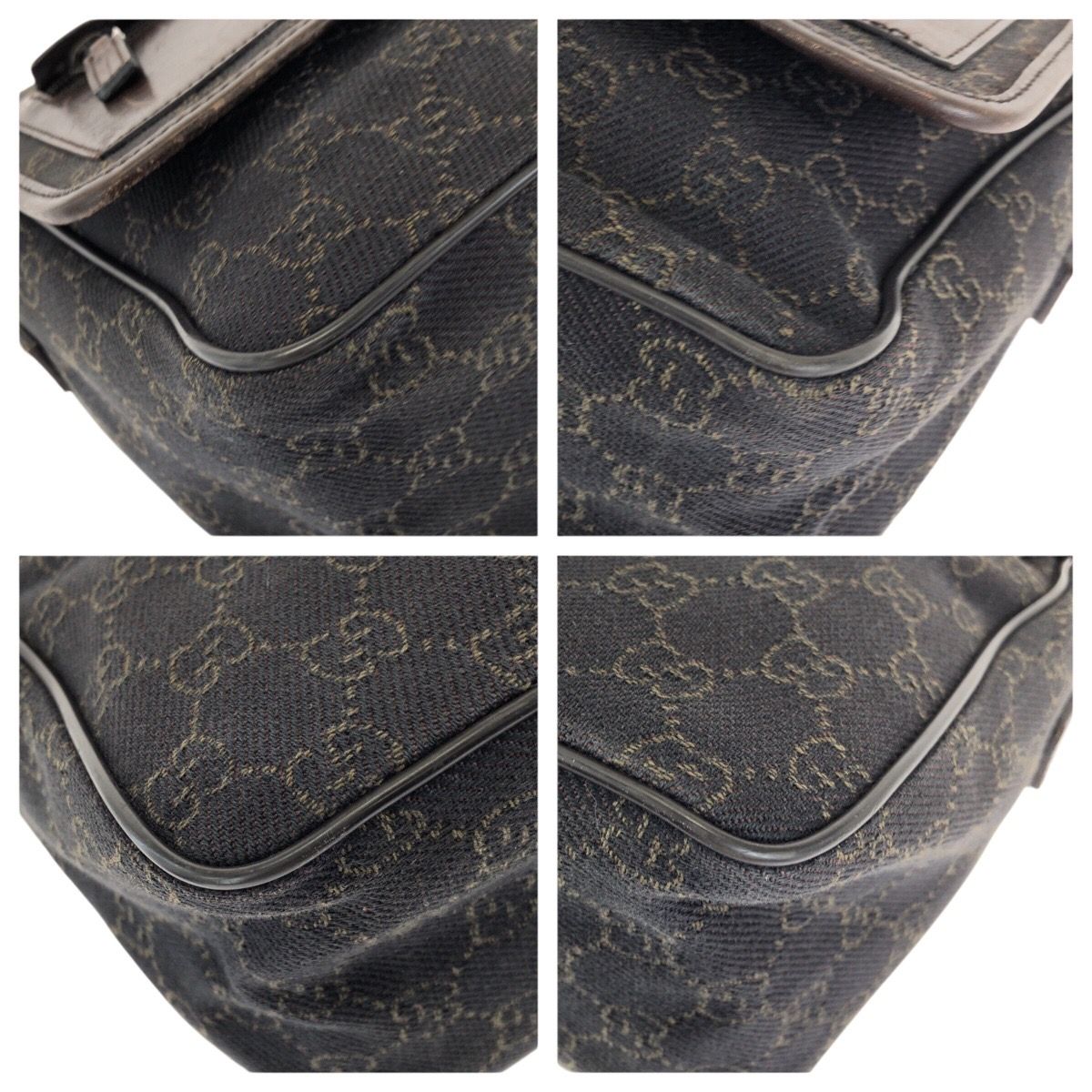 Gucci Dark Brown Silver GG Canvas Leather Shoulder — view 3