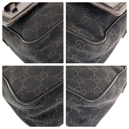 Gucci Dark Brown Silver GG Canvas Leather Shoulder — view 3