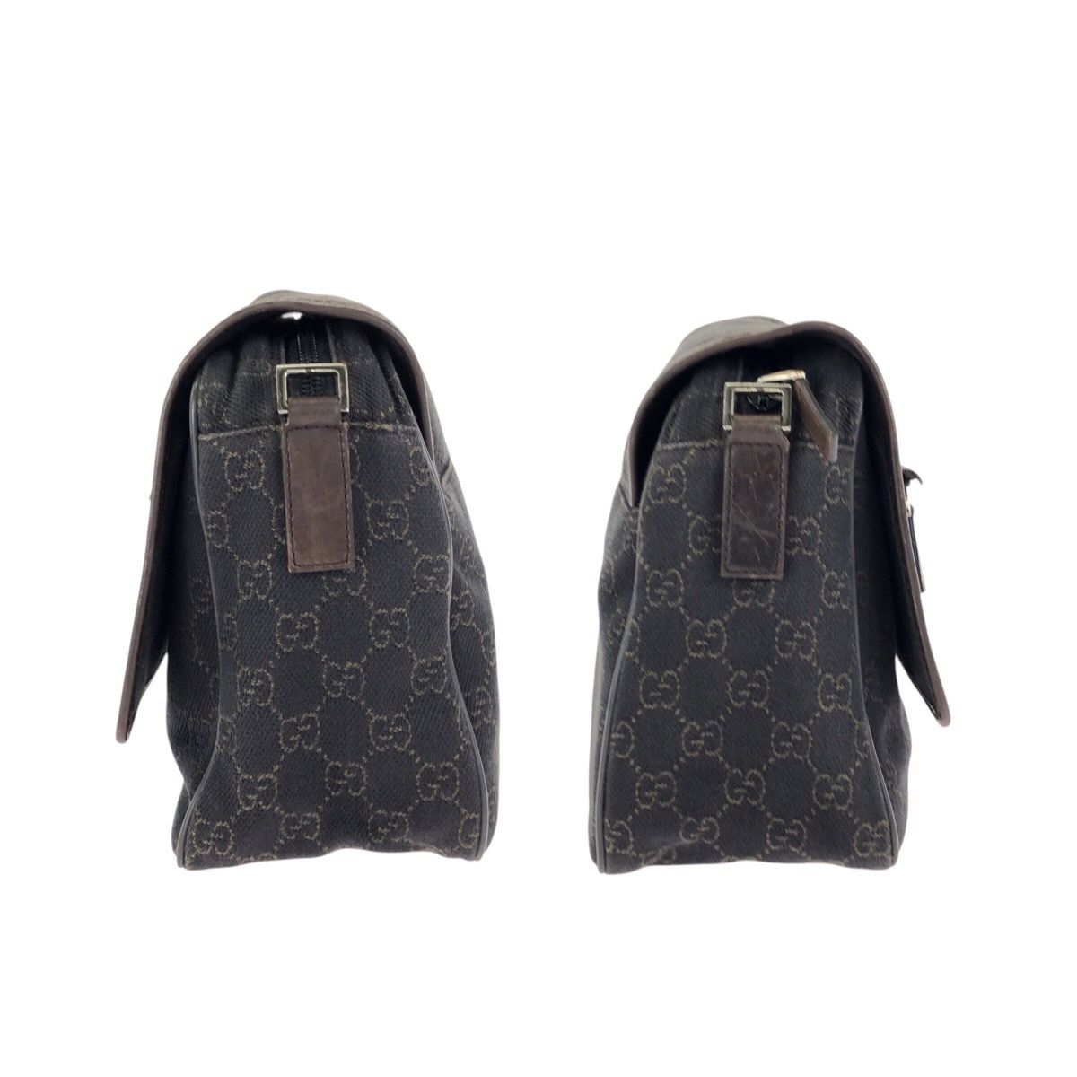 Gucci Dark Brown Silver GG Canvas Leather Shoulder — view 8