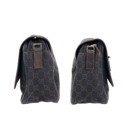 Gucci Dark Brown Silver GG Canvas Leather Shoulder — view 8