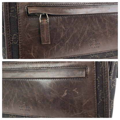 Gucci Dark Brown Silver GG Canvas Leather Shoulder — view 5