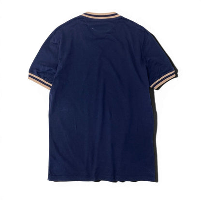 Brunello Cucinelli Slim Fit Rib Neck Short Sleeve T-Shirt XS Navy Beige Cotton — view 2
