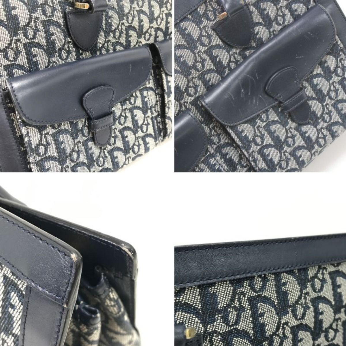 Dior Handbag Trotter Canvas Leather Vintage BO B Navy — view 7