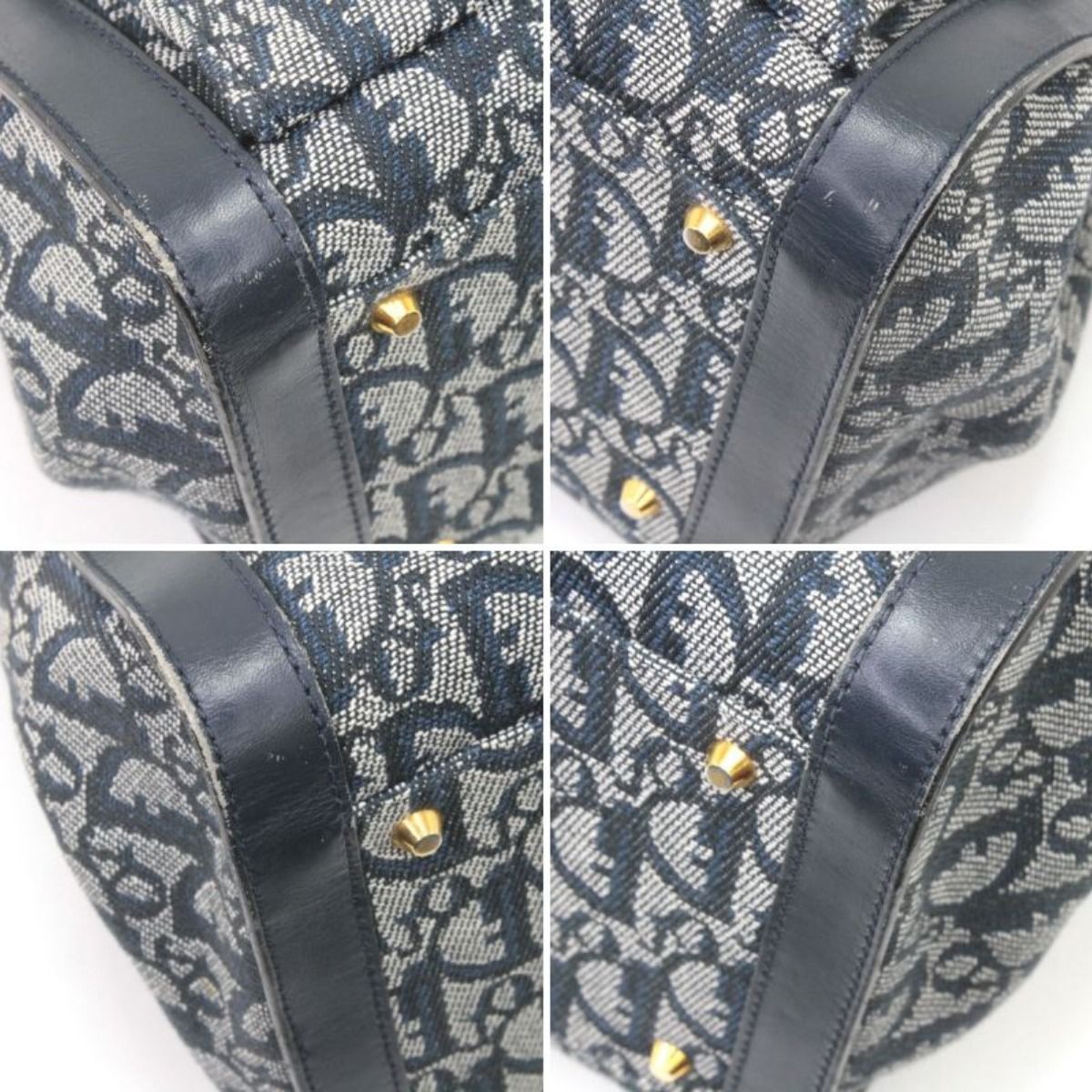 Dior Handbag Trotter Canvas Leather Vintage BO B Navy — view 4
