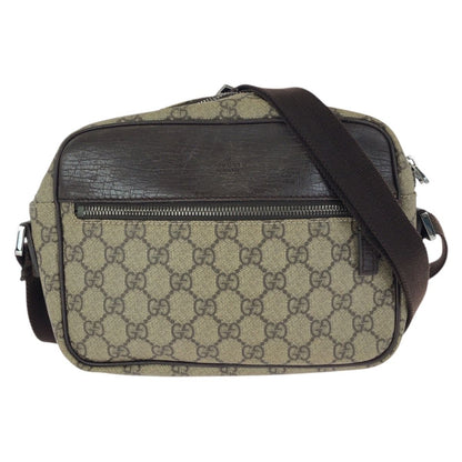 Gucci Beige Brown Silver GG Supreme Canvas Leather Shoulder