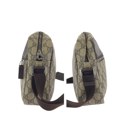 Gucci Beige Brown Silver GG Supreme Canvas Leather Shoulder — view 8