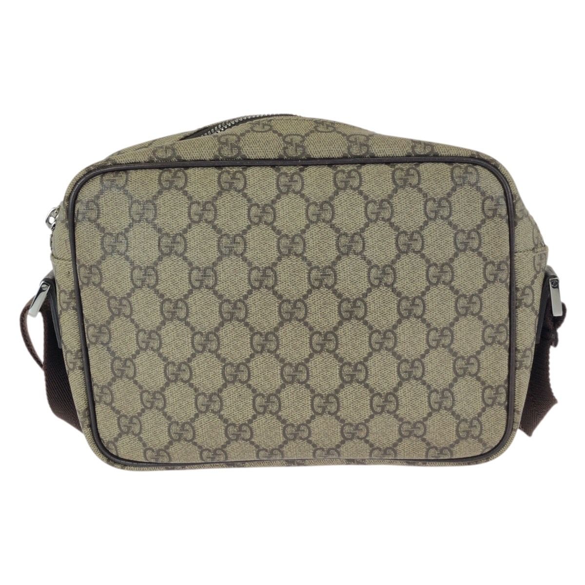 Gucci Beige Brown Silver GG Supreme Canvas Leather Shoulder — view 2