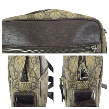 Gucci Beige Brown Silver GG Supreme Canvas Leather Shoulder — view 5