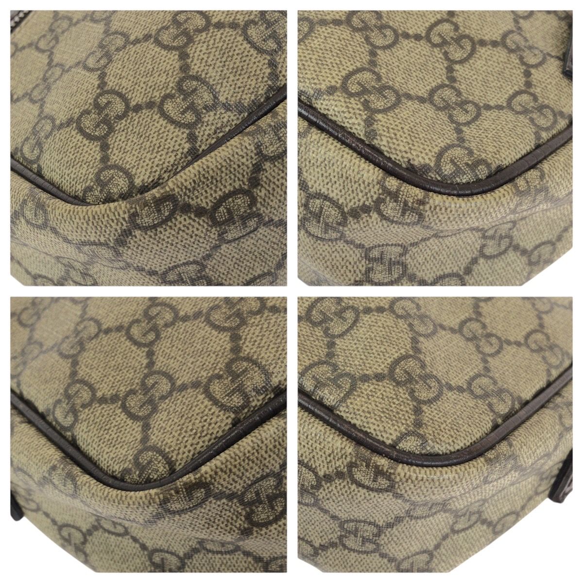 Gucci Beige Brown Silver GG Supreme Canvas Leather Shoulder — view 3
