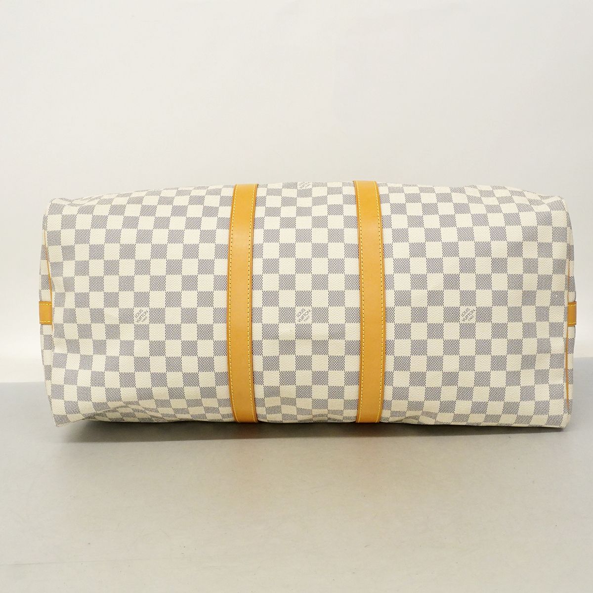 Louis Vuitton Boston Bag Damier Azur Keepall Bandouliere 55 White — view 3