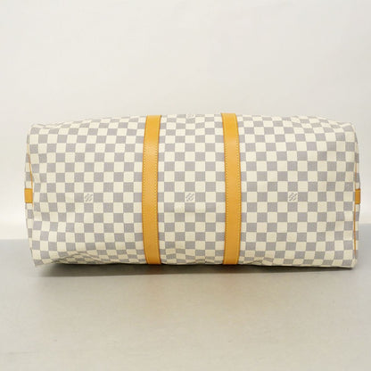 Louis Vuitton Boston Bag Damier Azur Keepall Bandouliere 55 White — view 3