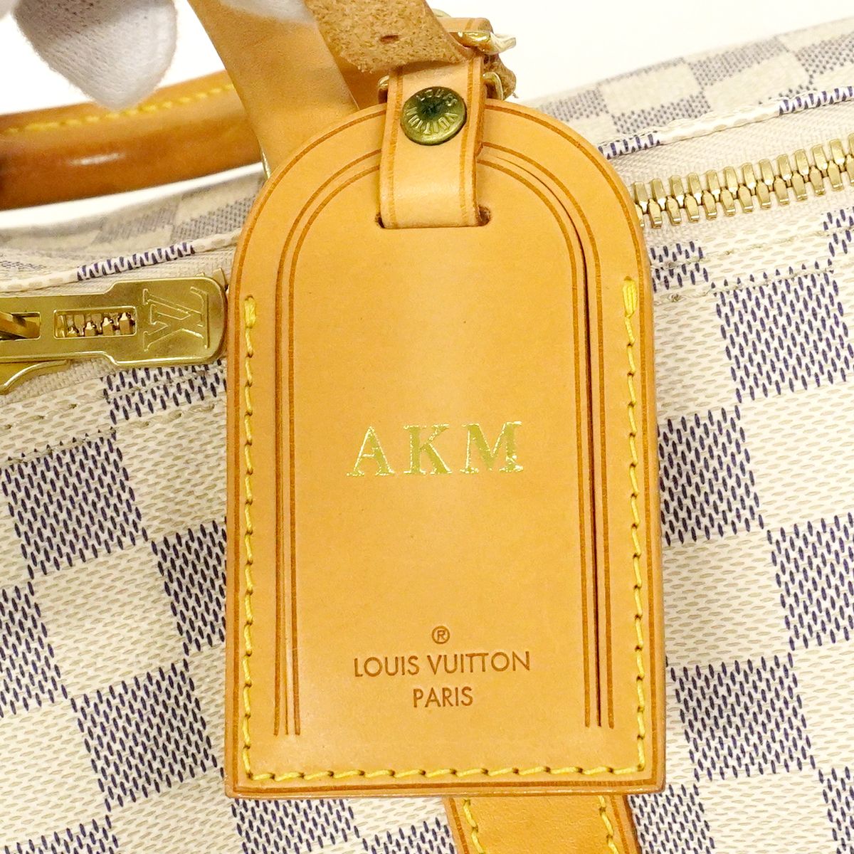 Louis Vuitton Boston Bag Damier Azur Keepall Bandouliere 55 White — view 6