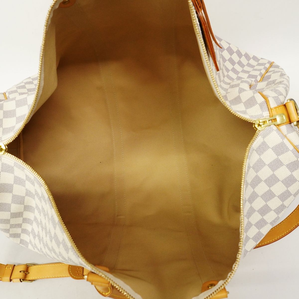 Louis Vuitton Boston Bag Damier Azur Keepall Bandouliere 55 White — view 4