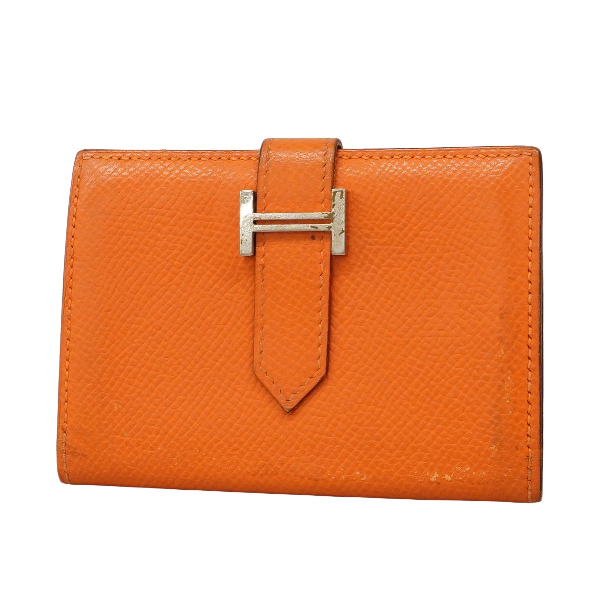 Hermes Business Card Holder Bearn Veau Epsom Orange Silver