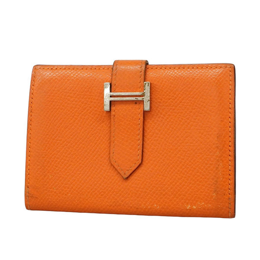 Hermes Business Card Holder Bearn Veau Epsom Orange Silver