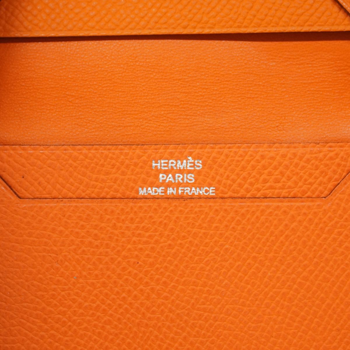 Hermes Business Card Holder Bearn Veau Epsom Orange Silver — view 5