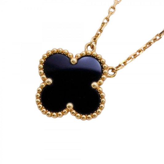 Van Cleef & Arpels Necklace Vintage Alhambra 18k Yellow Gold Onyx Black Cles