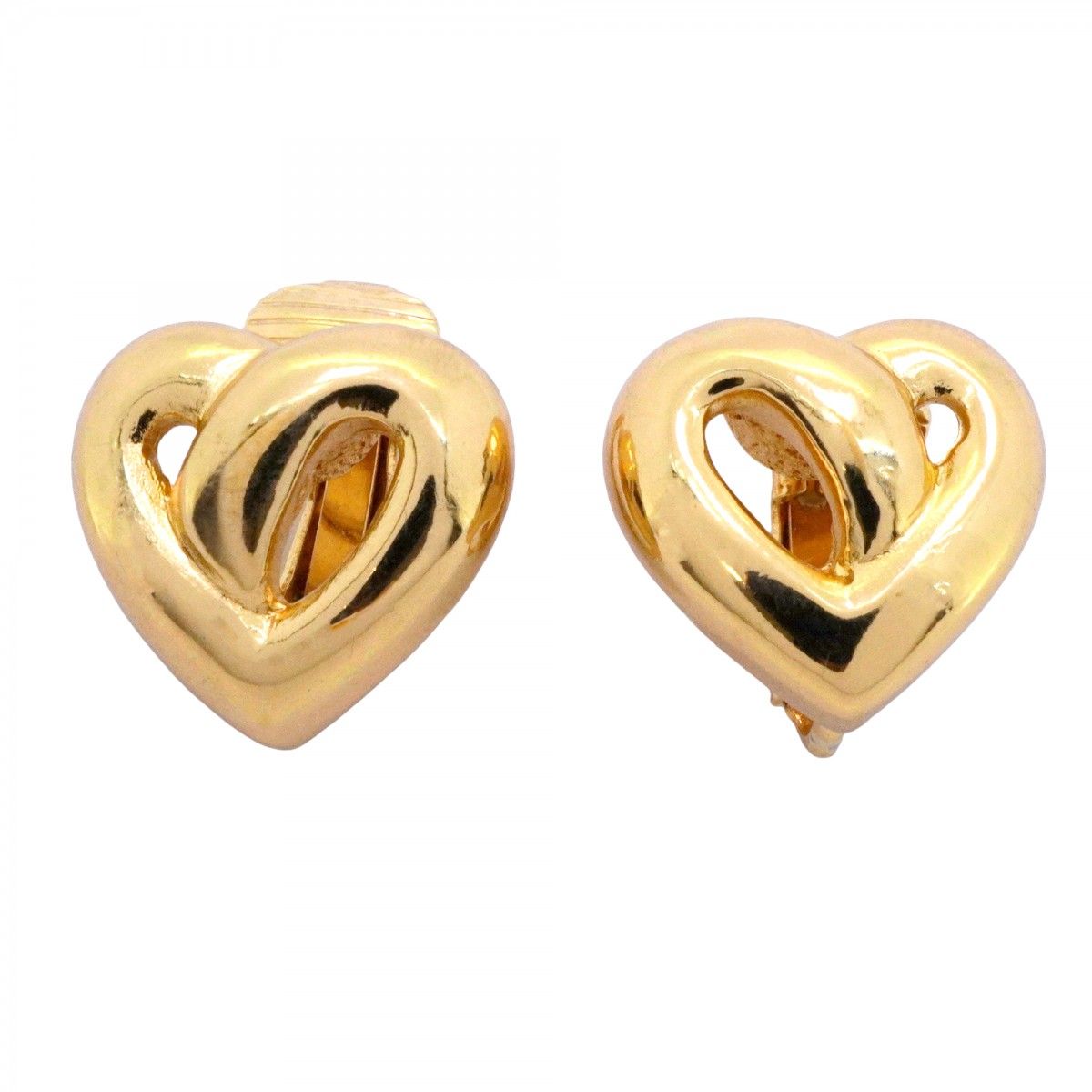 Dior Earrings Heart Motif Gold Plated