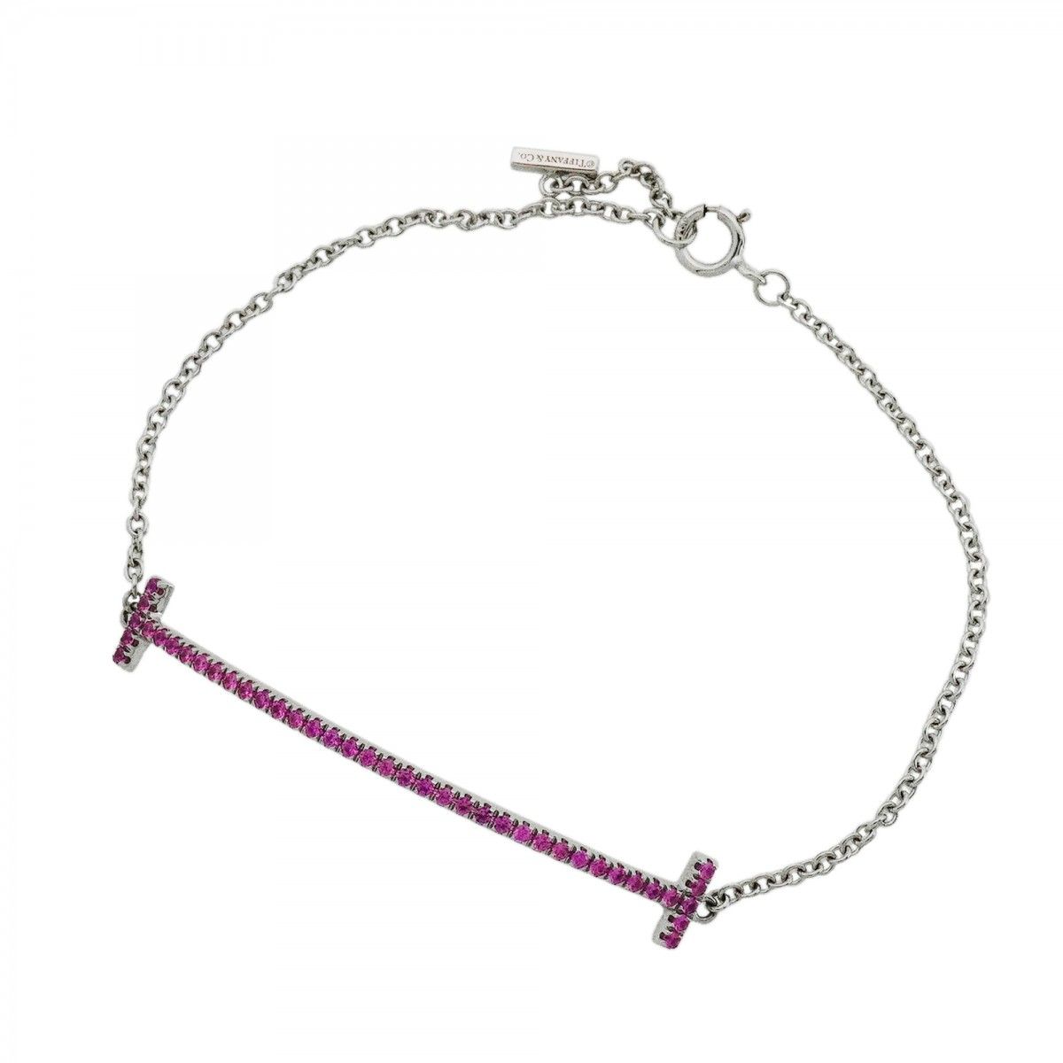 Tiffany & Co Bracelet T Smile 18k White Gold Pink Saffiano