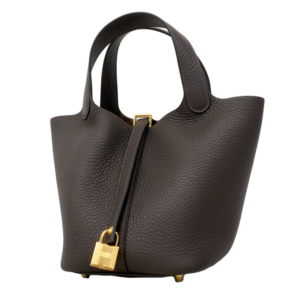 Hermes Handbag Picotin Lock PM Taurillon Clemence Ebene Gold