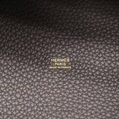 Hermes Handbag Picotin Lock PM Taurillon Clemence Ebene Gold — view 5
