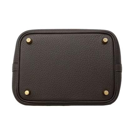 Hermes Handbag Picotin Lock PM Taurillon Clemence Ebene Gold — view 3