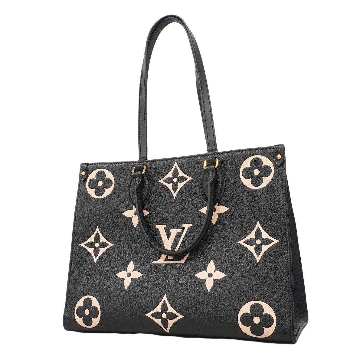 Louis Vuitton Tote Monogram Empreinte Bicolor On The Go Black Beige 2-Way