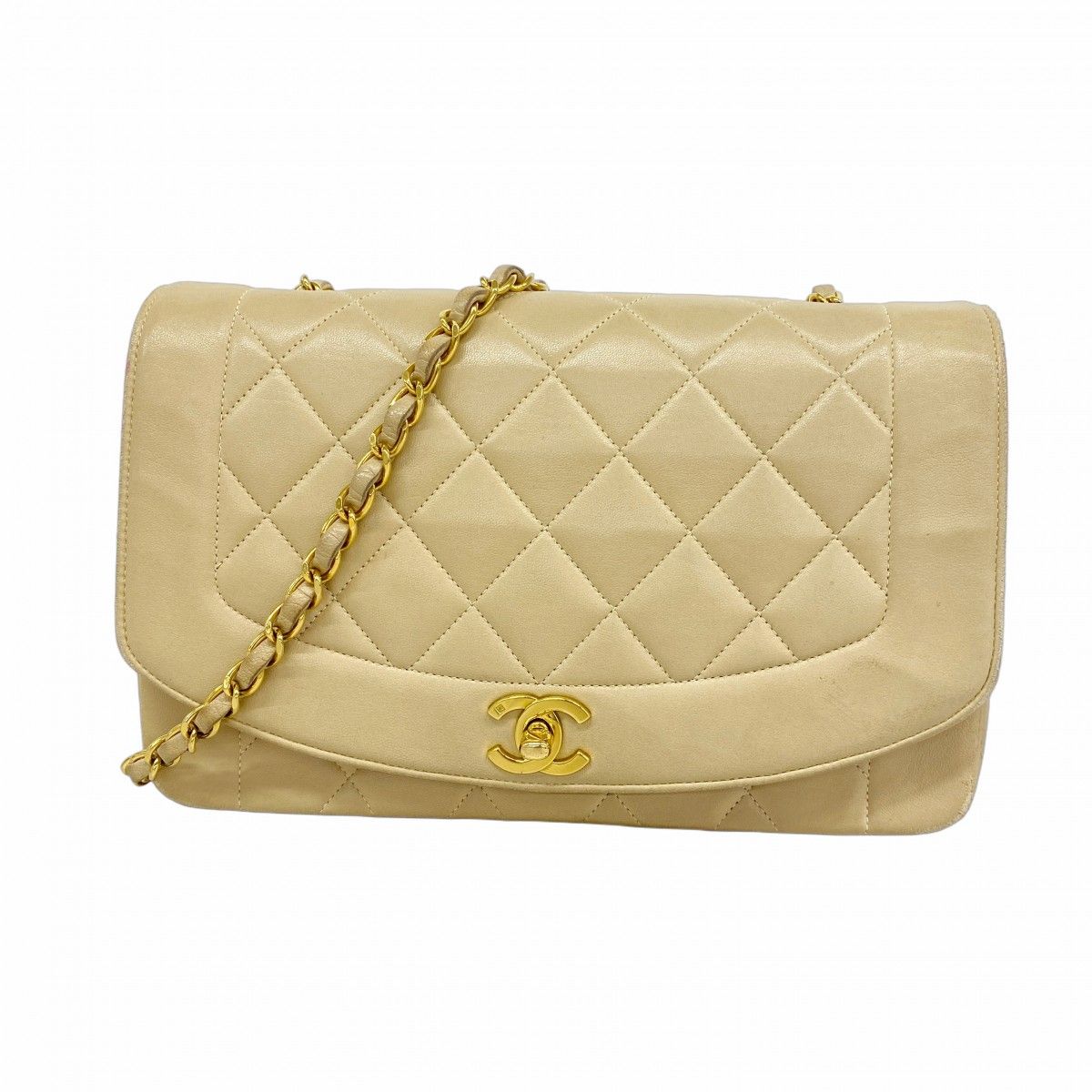 Chanel Shoulder Bag Diana Lambskin Beige Gold