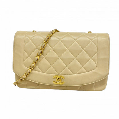 Chanel Shoulder Bag Diana Lambskin Beige Gold