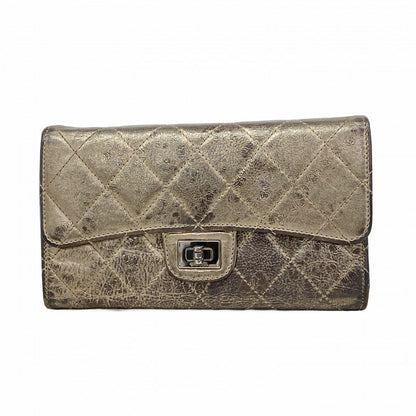 Chanel Wallet 2.55 Calfskin Gold Silver Handbag