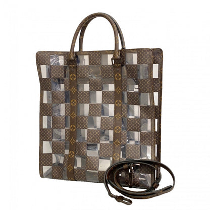 Louis Vuitton Handbag Monogram Chess Sac Plat Brown Clear 2-Way