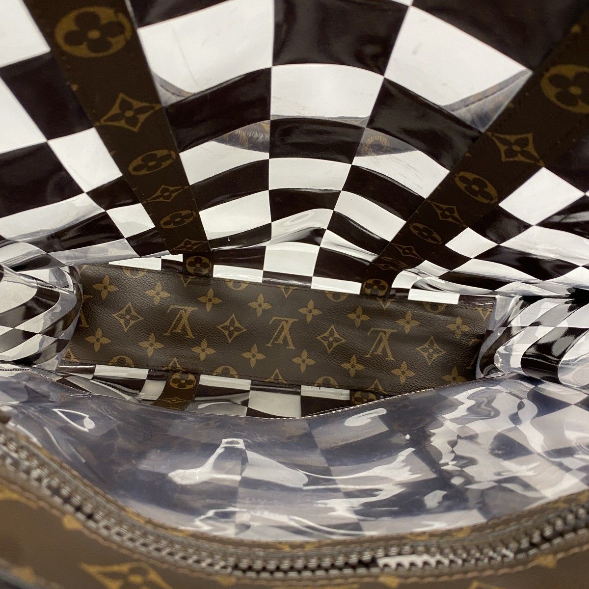 Louis Vuitton Handbag Monogram Chess Sac Plat Brown Clear 2-Way — view 4