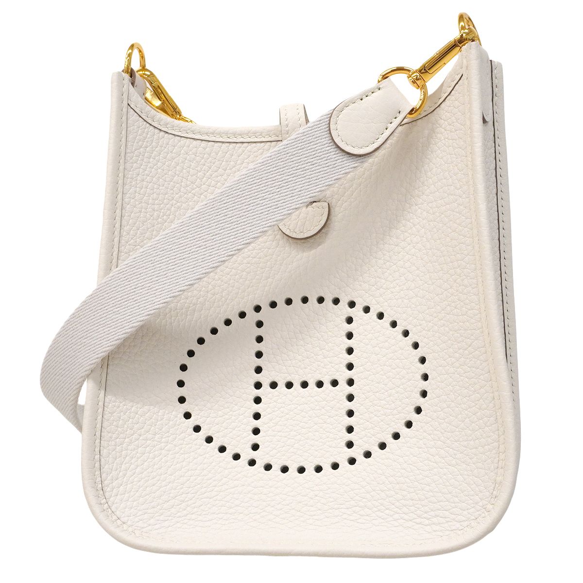 Hermes Shoulder Bag Evelyne TPM Taurillon Clemence Gris Perle Gold