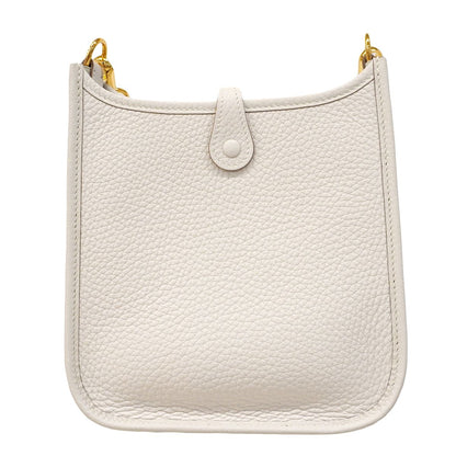 Hermes Shoulder Bag Evelyne TPM Taurillon Clemence Gris Perle Gold — view 8
