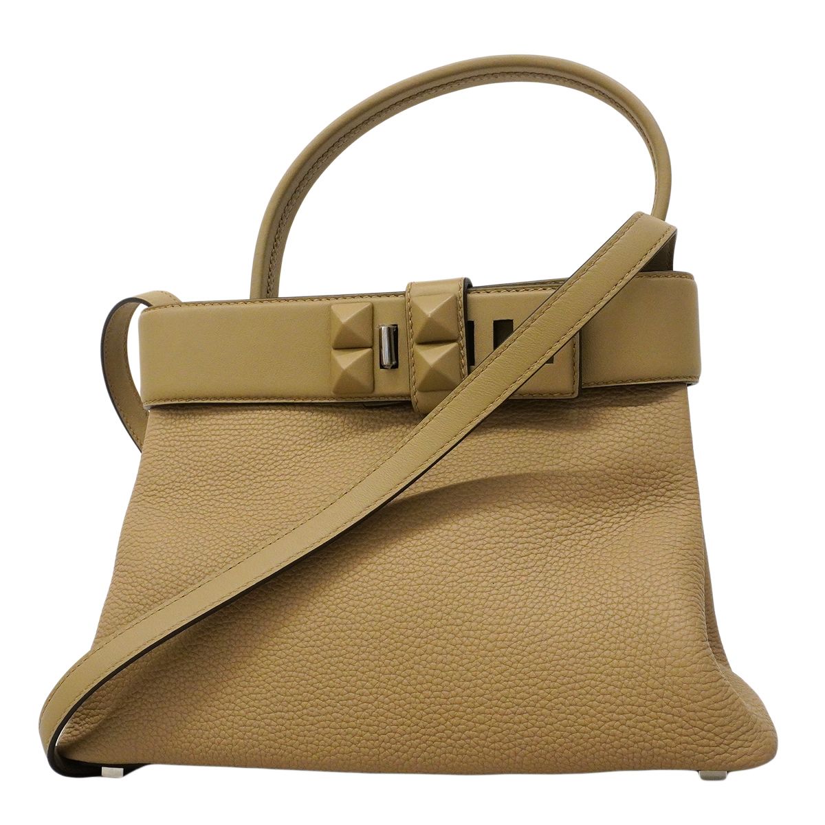 Hermes Handbag Medor Togo Beige Alpha Silver 2-Way