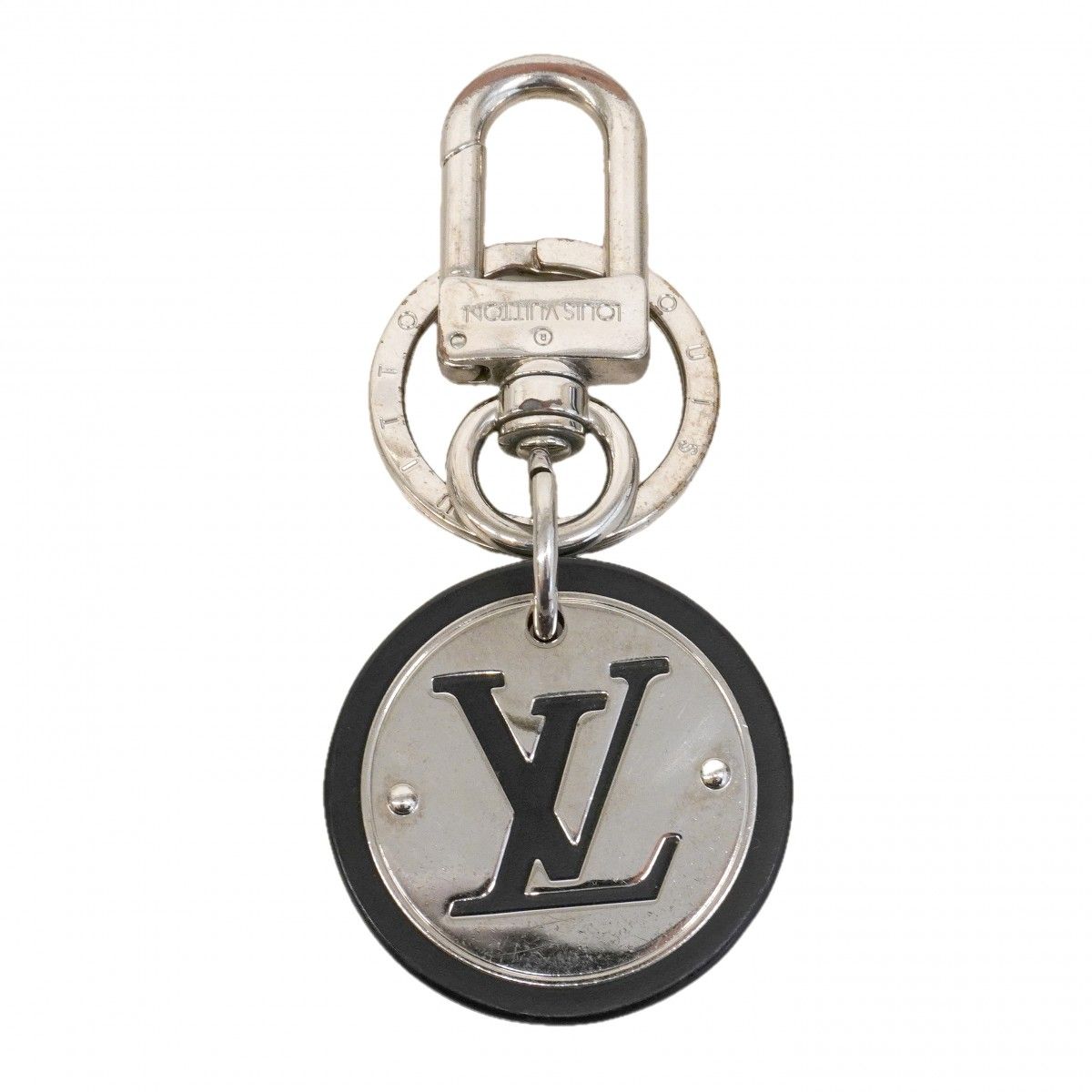 Louis Vuitton Key Holder Charm LV Circle Black Silver