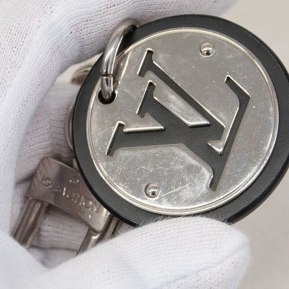 Louis Vuitton Key Holder Charm LV Circle Black Silver — view 6